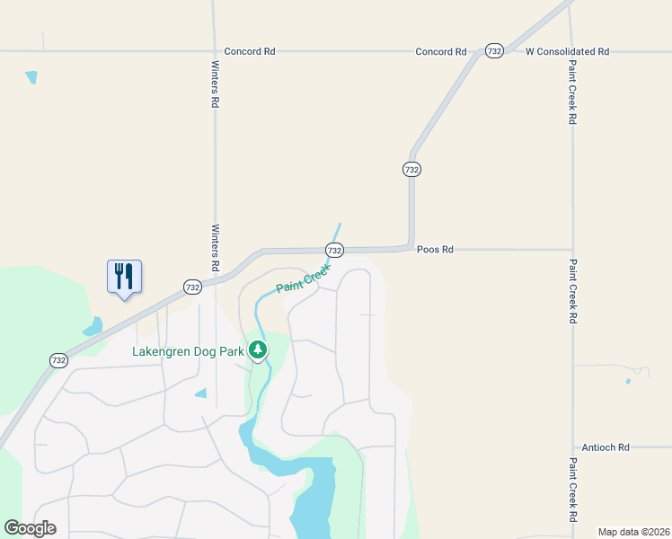 map of restaurants, bars, coffee shops, grocery stores, and more near 3746 Ohio 732 in Eaton