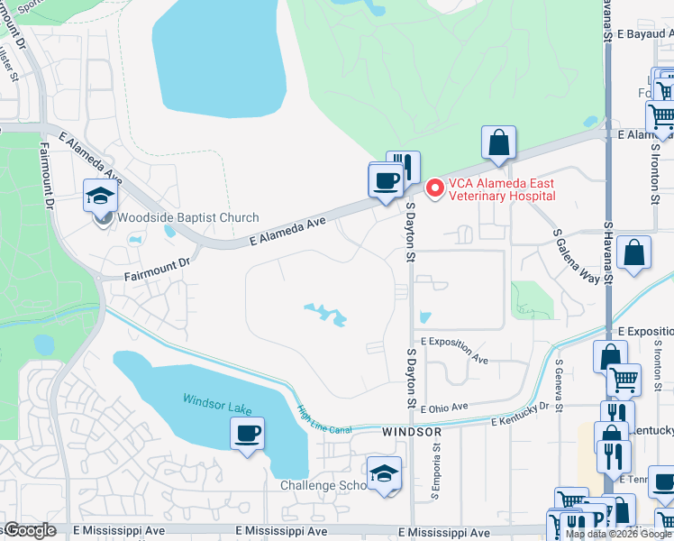 map of restaurants, bars, coffee shops, grocery stores, and more near in Denver