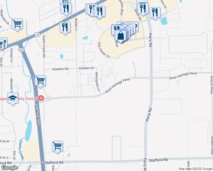 map of restaurants, bars, coffee shops, grocery stores, and more near 701 Preserve Drive in Plainfield