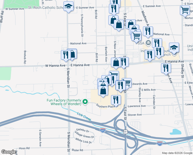 map of restaurants, bars, coffee shops, grocery stores, and more near 4100 Continental Court in Indianapolis