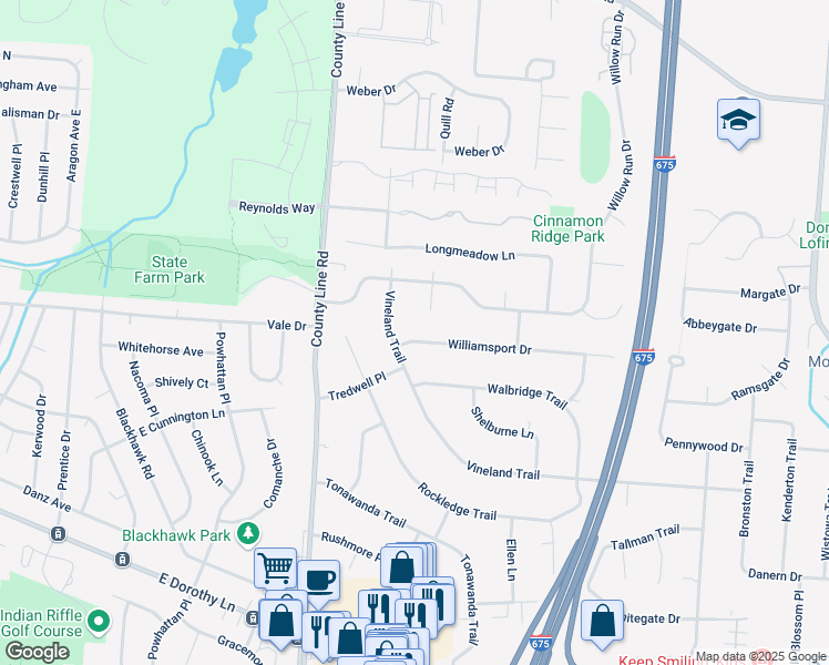 map of restaurants, bars, coffee shops, grocery stores, and more near 4209 Williamsport Drive in Beavercreek