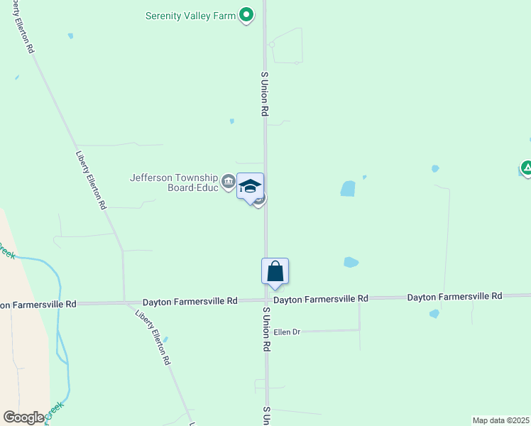 map of restaurants, bars, coffee shops, grocery stores, and more near 2701 South Union Road in Dayton