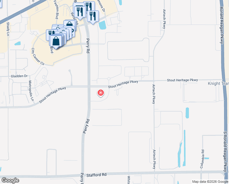 map of restaurants, bars, coffee shops, grocery stores, and more near 556 Ally Boulevard in Plainfield
