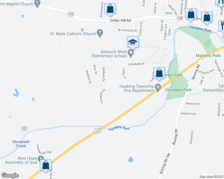 map of restaurants, bars, coffee shops, grocery stores, and more near 1299 Coventry Circle in Lancaster