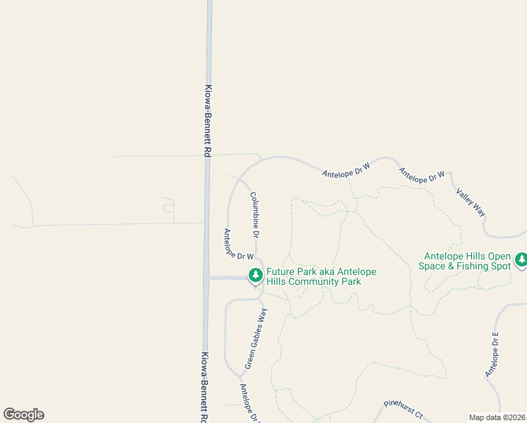 map of restaurants, bars, coffee shops, grocery stores, and more near 460 Columbine Drive in Bennett