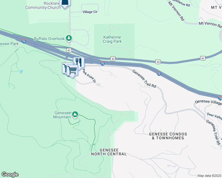 map of restaurants, bars, coffee shops, grocery stores, and more near 633 Park Point Drive in Golden