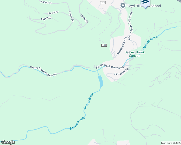 map of restaurants, bars, coffee shops, grocery stores, and more near 1385 Beaver Brook Canyon Road in Evergreen