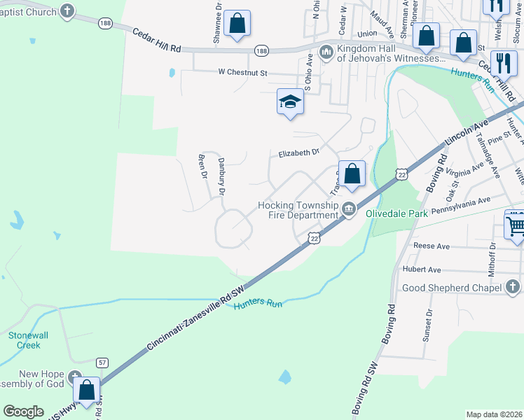 map of restaurants, bars, coffee shops, grocery stores, and more near 442 Ridgemere Way in Lancaster