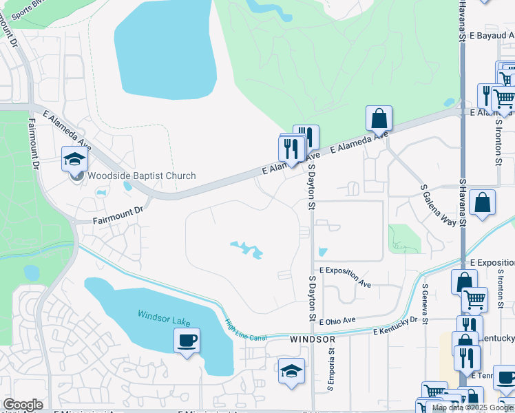 map of restaurants, bars, coffee shops, grocery stores, and more near in Denver
