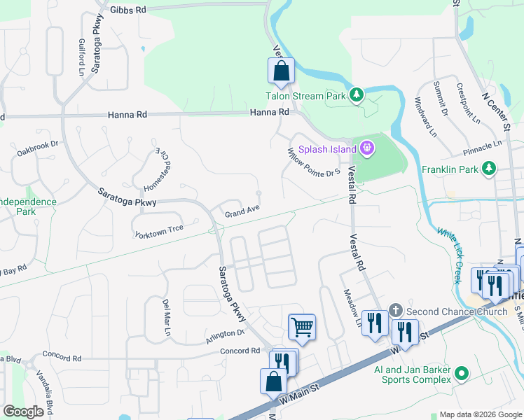map of restaurants, bars, coffee shops, grocery stores, and more near 5843 Grand Avenue in Plainfield