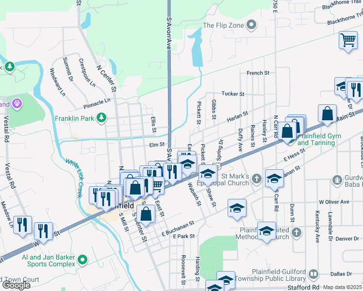 map of restaurants, bars, coffee shops, grocery stores, and more near 330 Green Street in Plainfield