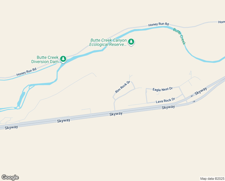 map of restaurants, bars, coffee shops, grocery stores, and more near Rim Rock Drive in Chico