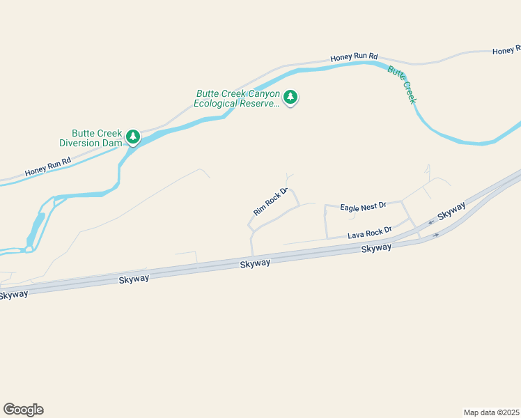 map of restaurants, bars, coffee shops, grocery stores, and more near Rim Rock Drive in Chico