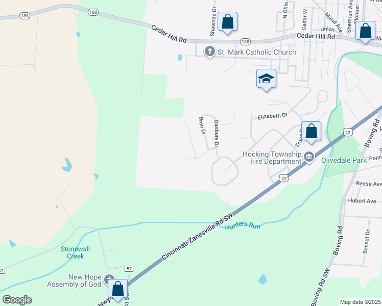 map of restaurants, bars, coffee shops, grocery stores, and more near 1271 Mary Francis Court in Lancaster