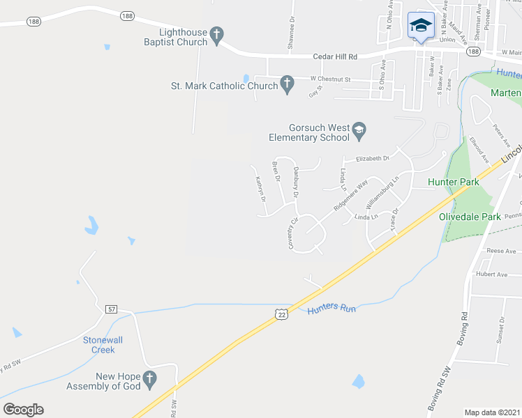 map of restaurants, bars, coffee shops, grocery stores, and more near 1271 Mary Francis Court in Lancaster