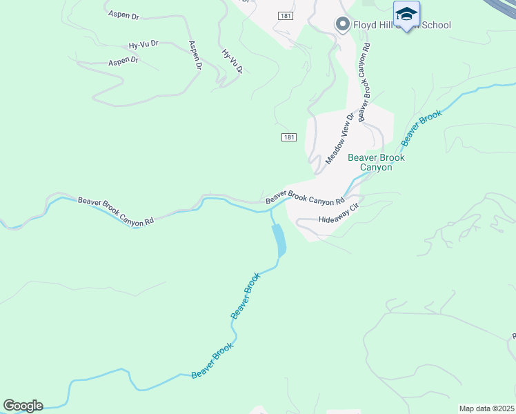 map of restaurants, bars, coffee shops, grocery stores, and more near 1385 Beaver Brook Canyon Road in Evergreen