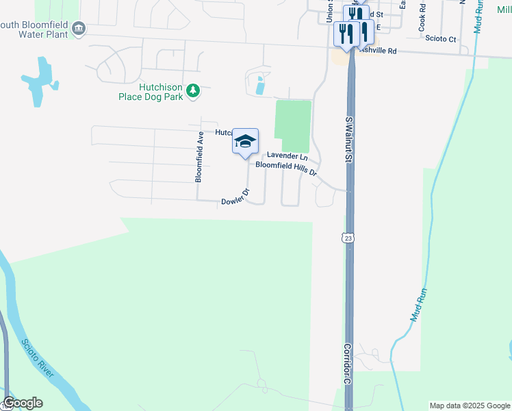 map of restaurants, bars, coffee shops, grocery stores, and more near 110 Richard Avenue in South Bloomfield