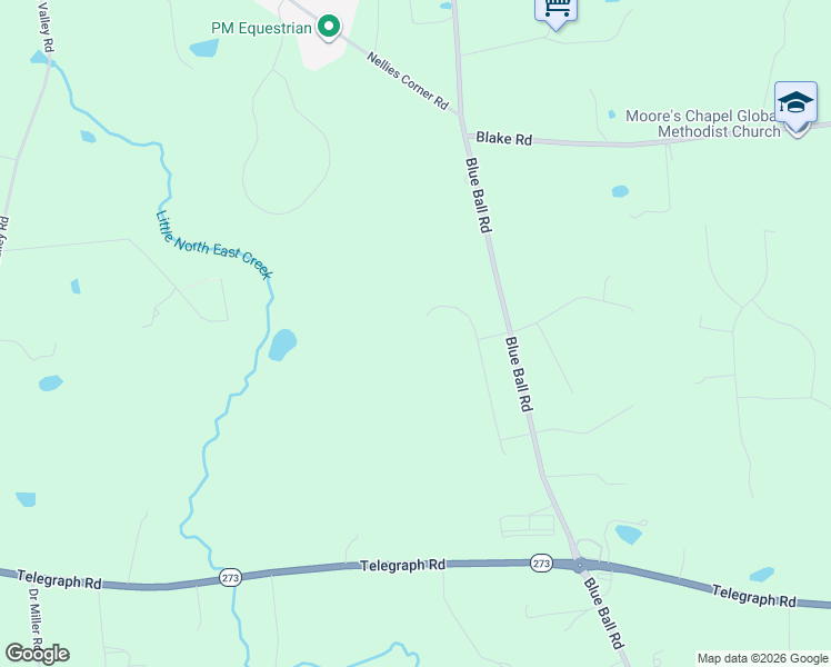 map of restaurants, bars, coffee shops, grocery stores, and more near 143 Blackborne Drive in Elkton