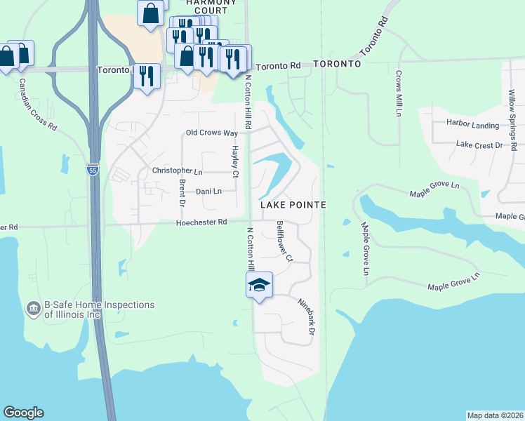 map of restaurants, bars, coffee shops, grocery stores, and more near 6525 Winterberry Lane in Springfield