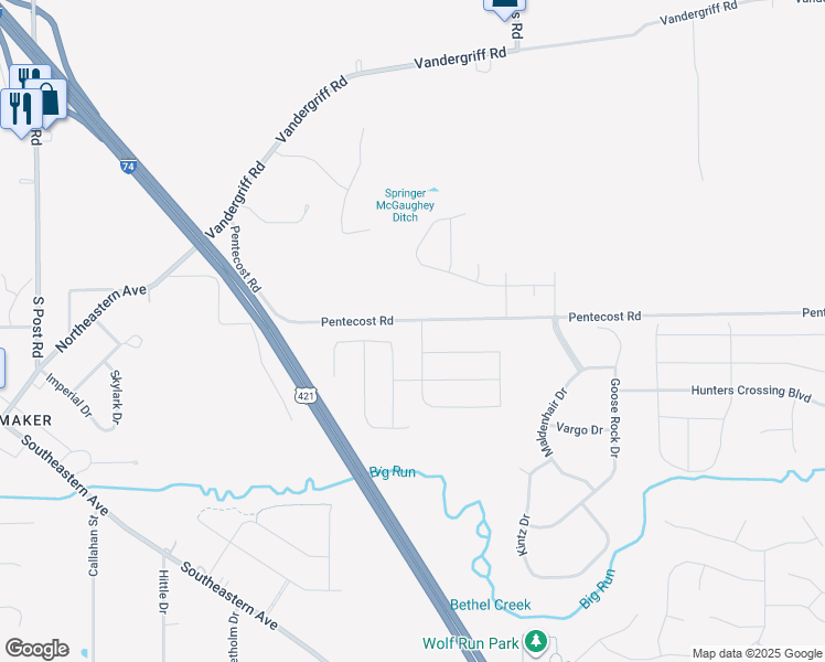 map of restaurants, bars, coffee shops, grocery stores, and more near 4234 Indigo Run Drive in Indianapolis