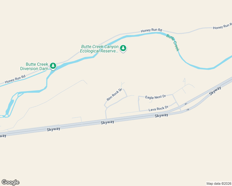 map of restaurants, bars, coffee shops, grocery stores, and more near Rim Rock Drive in Chico