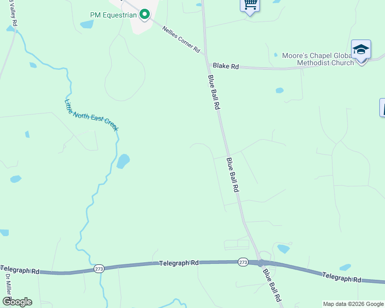 map of restaurants, bars, coffee shops, grocery stores, and more near 143 Blackborne Drive in Elkton