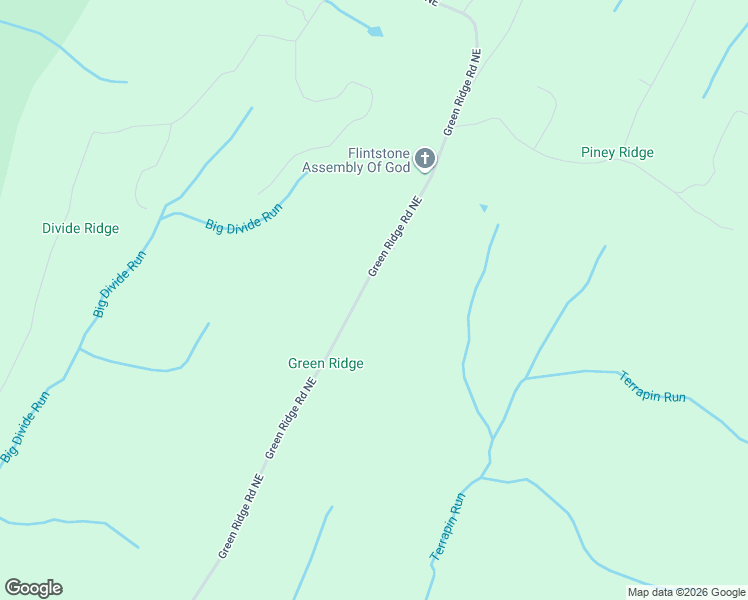 map of restaurants, bars, coffee shops, grocery stores, and more near 13102 Green Ridge Road Northeast in Flintstone