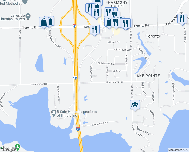 map of restaurants, bars, coffee shops, grocery stores, and more near 1008 Lori Lane in Springfield