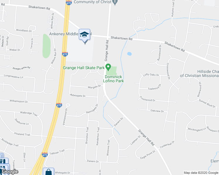 map of restaurants, bars, coffee shops, grocery stores, and more near 498 Grange Hall Road in Dayton