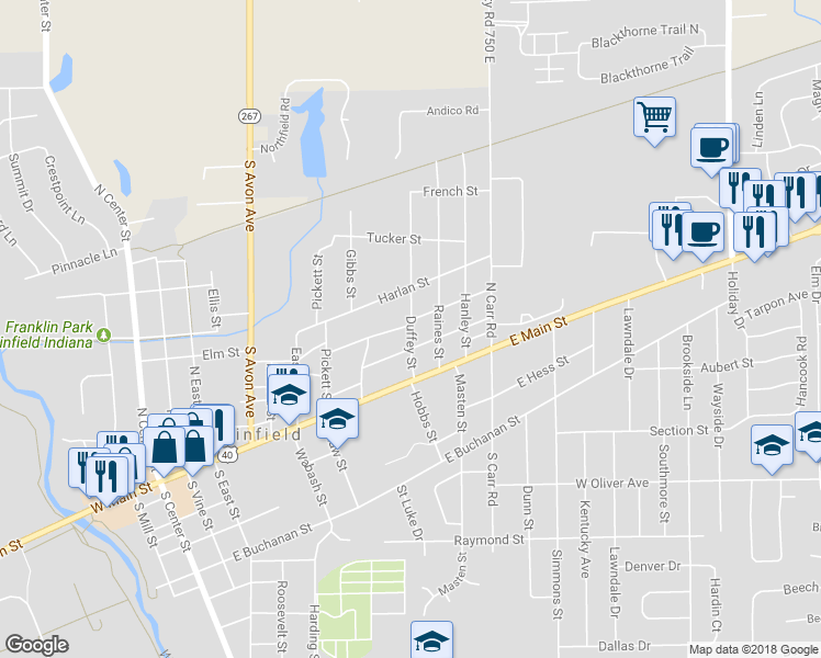 map of restaurants, bars, coffee shops, grocery stores, and more near 213 Duffey Street in Plainfield