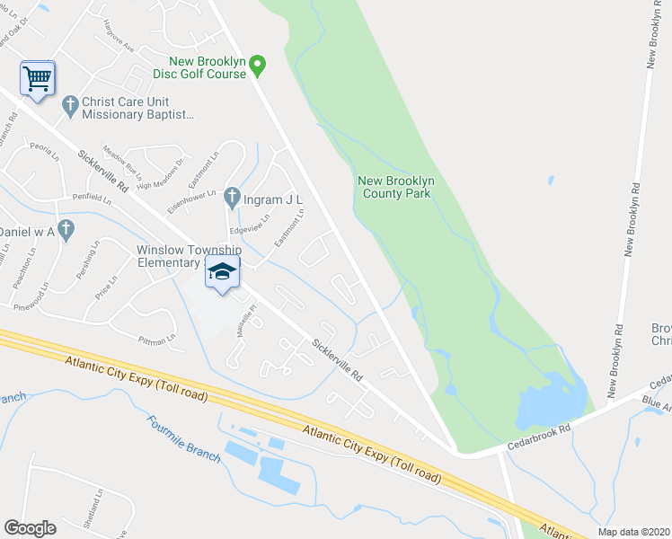 map of restaurants, bars, coffee shops, grocery stores, and more near 70 Vanderbilt Court in Sicklerville