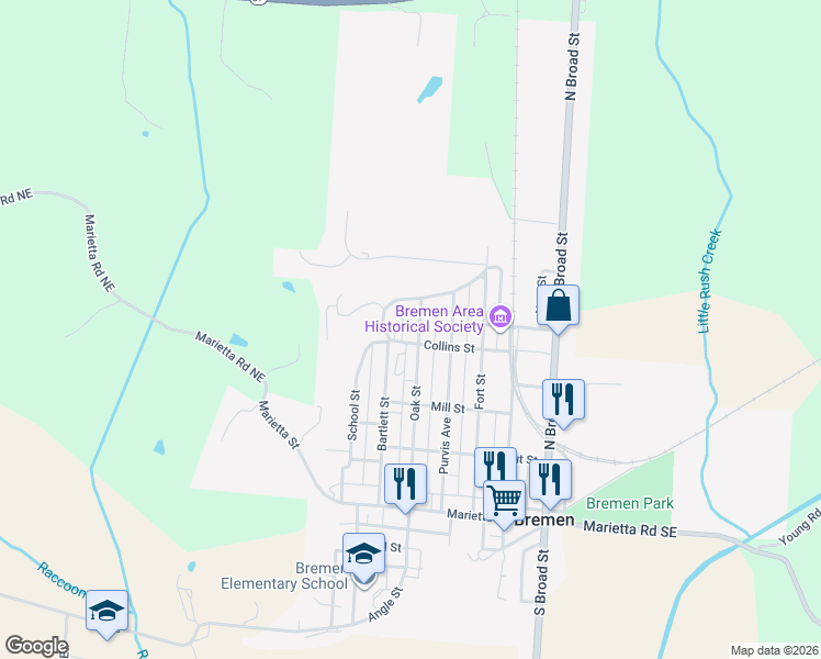 map of restaurants, bars, coffee shops, grocery stores, and more near 619 Highland Boulevard in Bremen