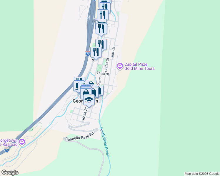 map of restaurants, bars, coffee shops, grocery stores, and more near 810 Main Street in Georgetown