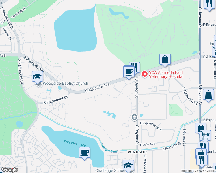 map of restaurants, bars, coffee shops, grocery stores, and more near in Denver