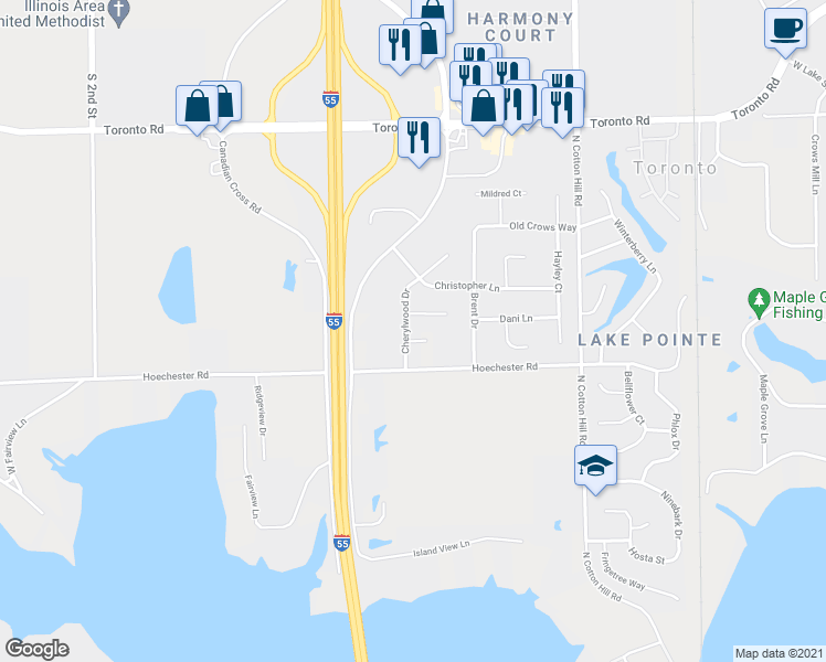 map of restaurants, bars, coffee shops, grocery stores, and more near 6501 Cherylwood Drive in Springfield