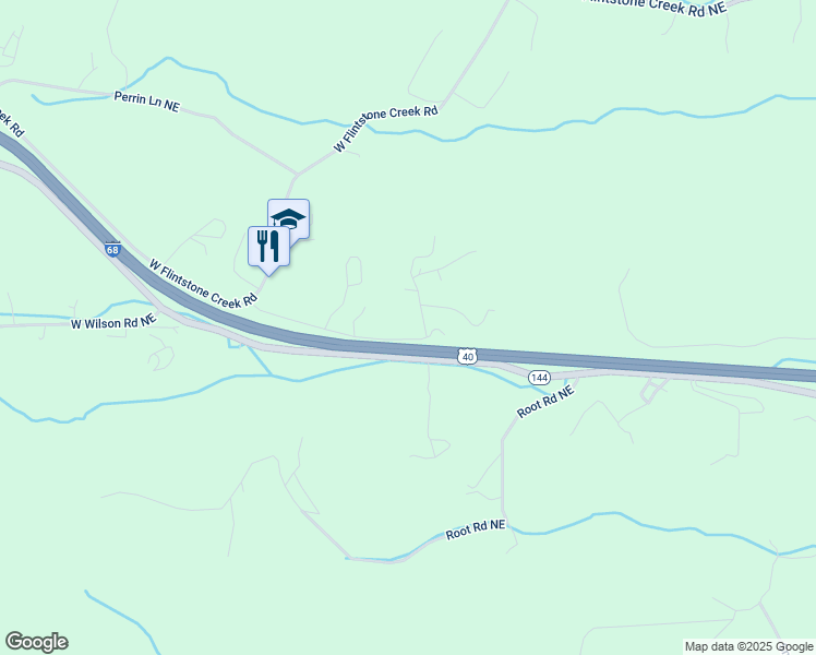 map of restaurants, bars, coffee shops, grocery stores, and more near 13201 Jims Lane Northeast in Flintstone