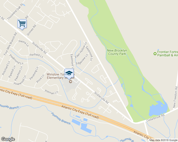 map of restaurants, bars, coffee shops, grocery stores, and more near 26 Vanderbilt Court in Winslow Township