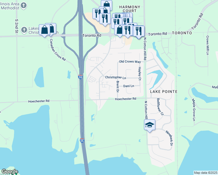 map of restaurants, bars, coffee shops, grocery stores, and more near 1016 Marco Lane in Springfield