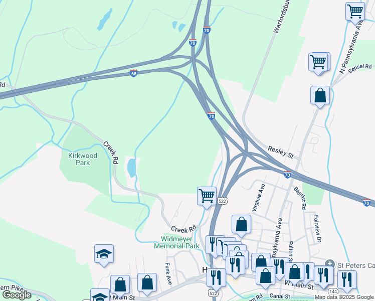 map of restaurants, bars, coffee shops, grocery stores, and more near in Hancock
