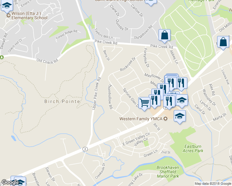 map of restaurants, bars, coffee shops, grocery stores, and more near 172 Rockrose Drive in Newark