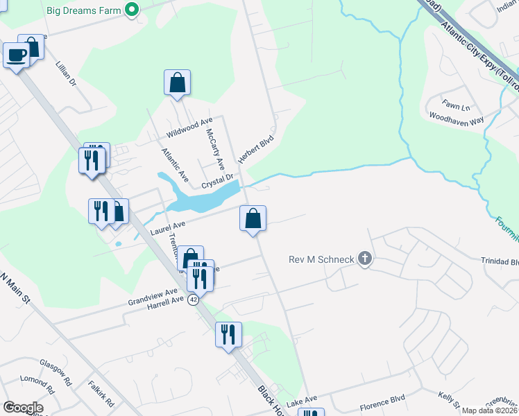 map of restaurants, bars, coffee shops, grocery stores, and more near 1336 Herbert Boulevard in Monroe