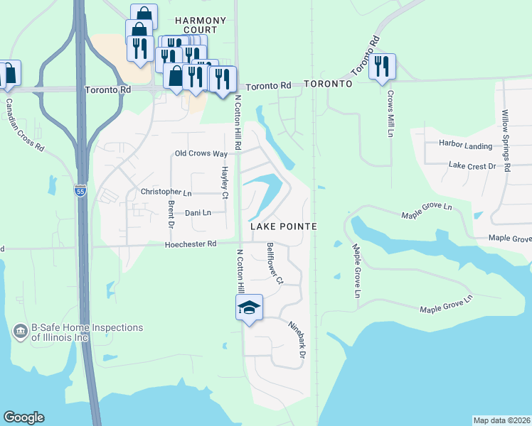 map of restaurants, bars, coffee shops, grocery stores, and more near 6501-6525 Winterberry Ln in Springfield