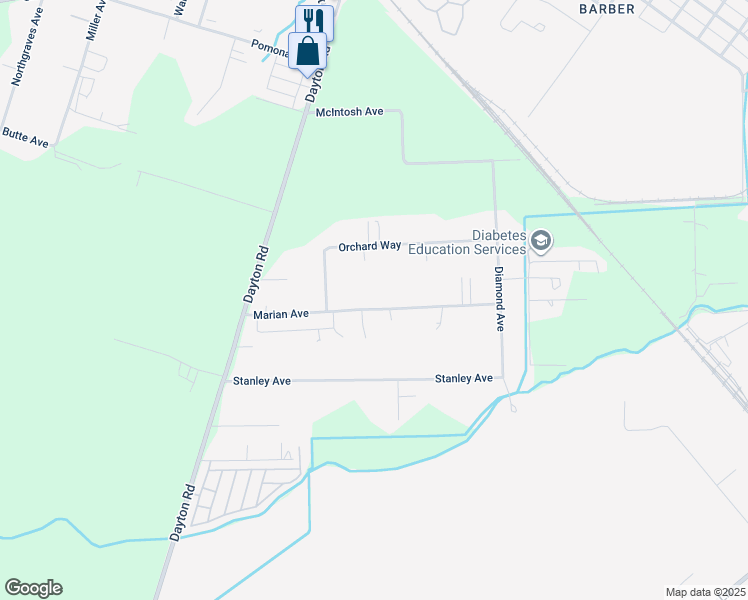 map of restaurants, bars, coffee shops, grocery stores, and more near 1267 Marian Avenue in Chico