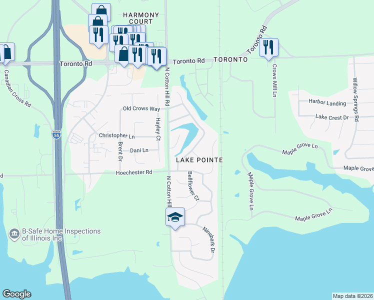 map of restaurants, bars, coffee shops, grocery stores, and more near 6501-6525 Winterberry Ln in Springfield