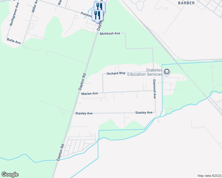 map of restaurants, bars, coffee shops, grocery stores, and more near 1229 Marian Avenue in Chico