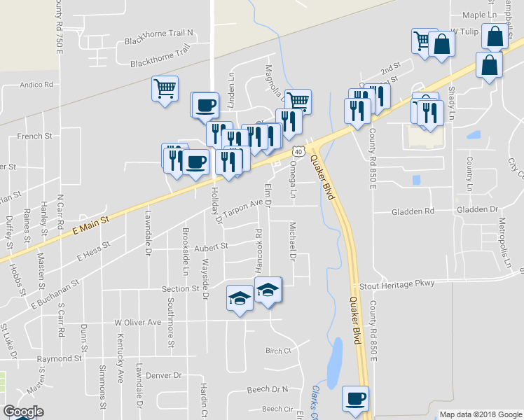 map of restaurants, bars, coffee shops, grocery stores, and more near 203 Hancook Road in Plainfield