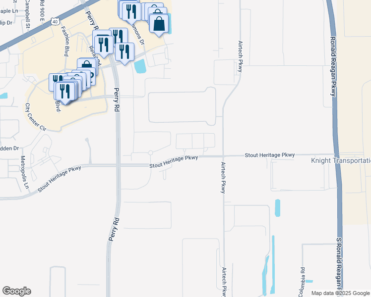 map of restaurants, bars, coffee shops, grocery stores, and more near 2731 Canyon Club Drive in Plainfield