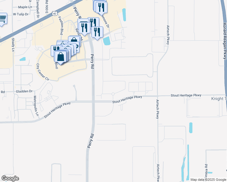 map of restaurants, bars, coffee shops, grocery stores, and more near 2650 Creekhollow Road in Plainfield