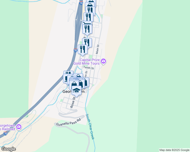 map of restaurants, bars, coffee shops, grocery stores, and more near 900 Griffith Street in Georgetown