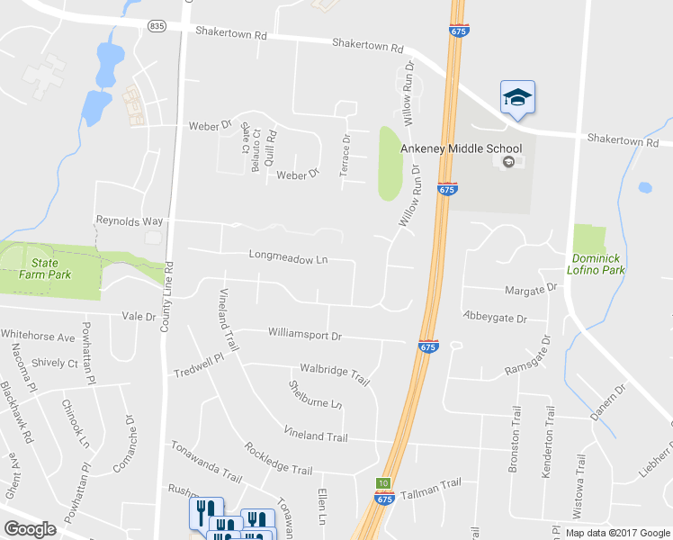 map of restaurants, bars, coffee shops, grocery stores, and more near 4307 Longmeadow Lane in Dayton